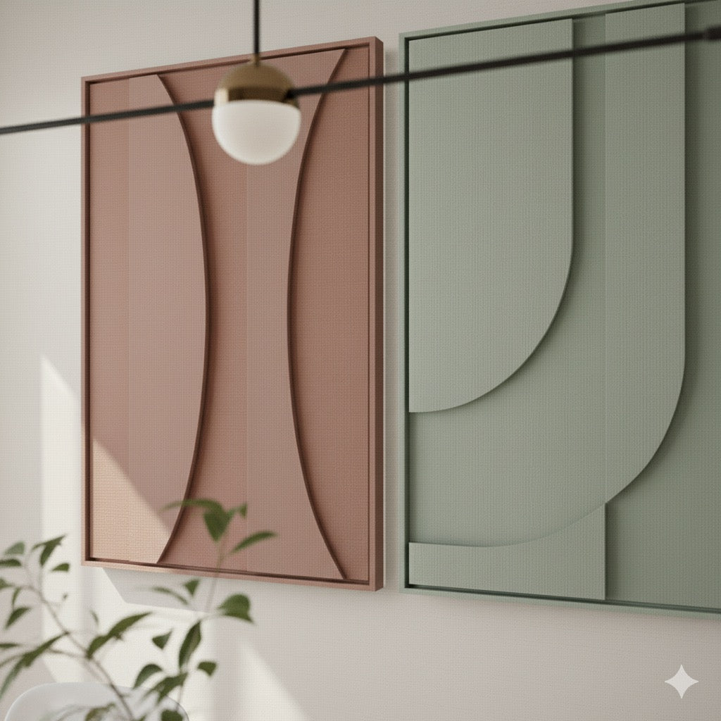 Cuadro Doble Rosa y Verde