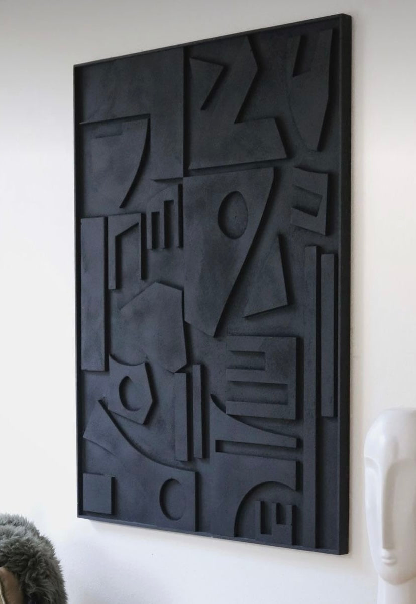 Cuadro Abstracto Negro Mate