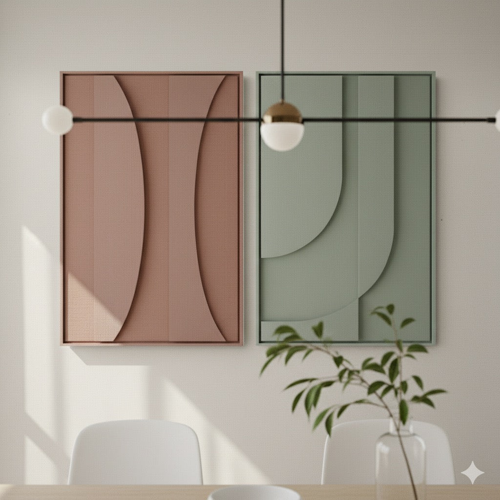 Cuadro Doble Rosa y Verde