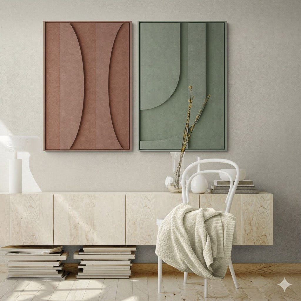 Cuadro Doble Rosa y Verde