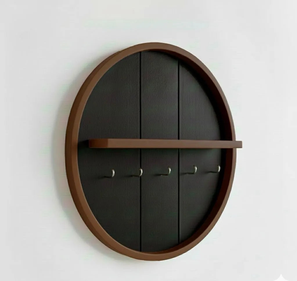 Porta llaves circular negro y café