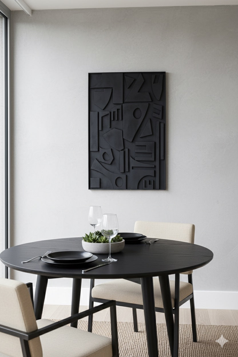 Cuadro Abstracto Negro Mate