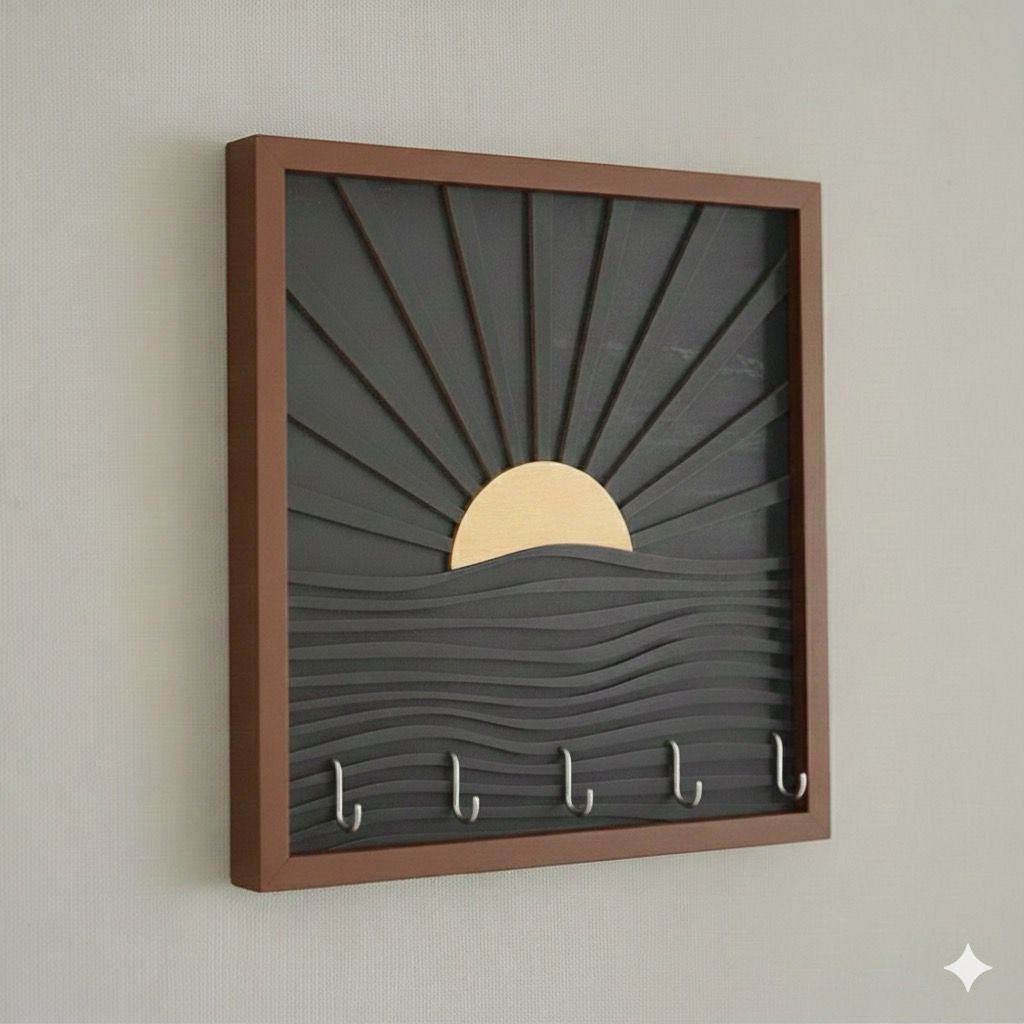 Porta Llaves Cuadro Negro y Cafe