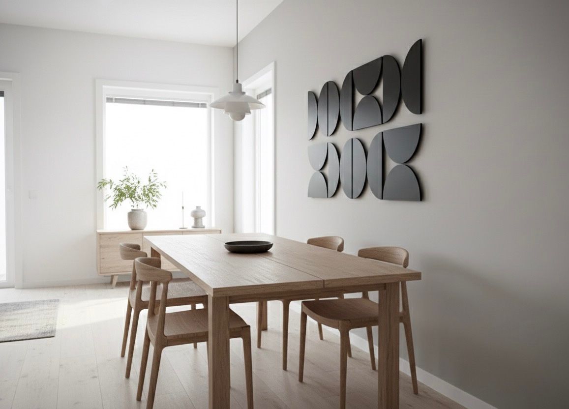 Cuadro Abstracto Multiples Piezas Negro Mate