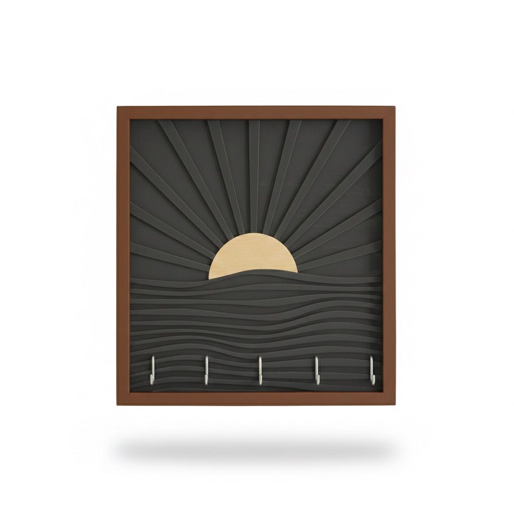 Porta Llaves Cuadro Negro y Cafe