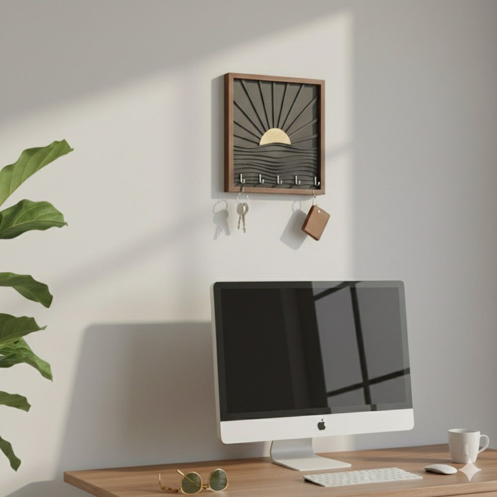 Porta Llaves Cuadro Negro y Cafe