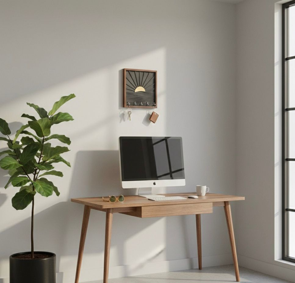 Porta Llaves Cuadro Negro y Cafe