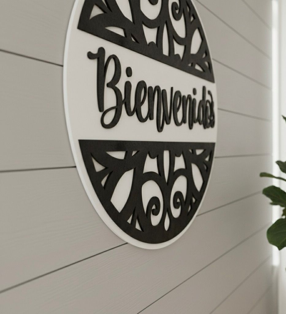 Cuadro Bienvenidos Para Entrada En Negro Mate