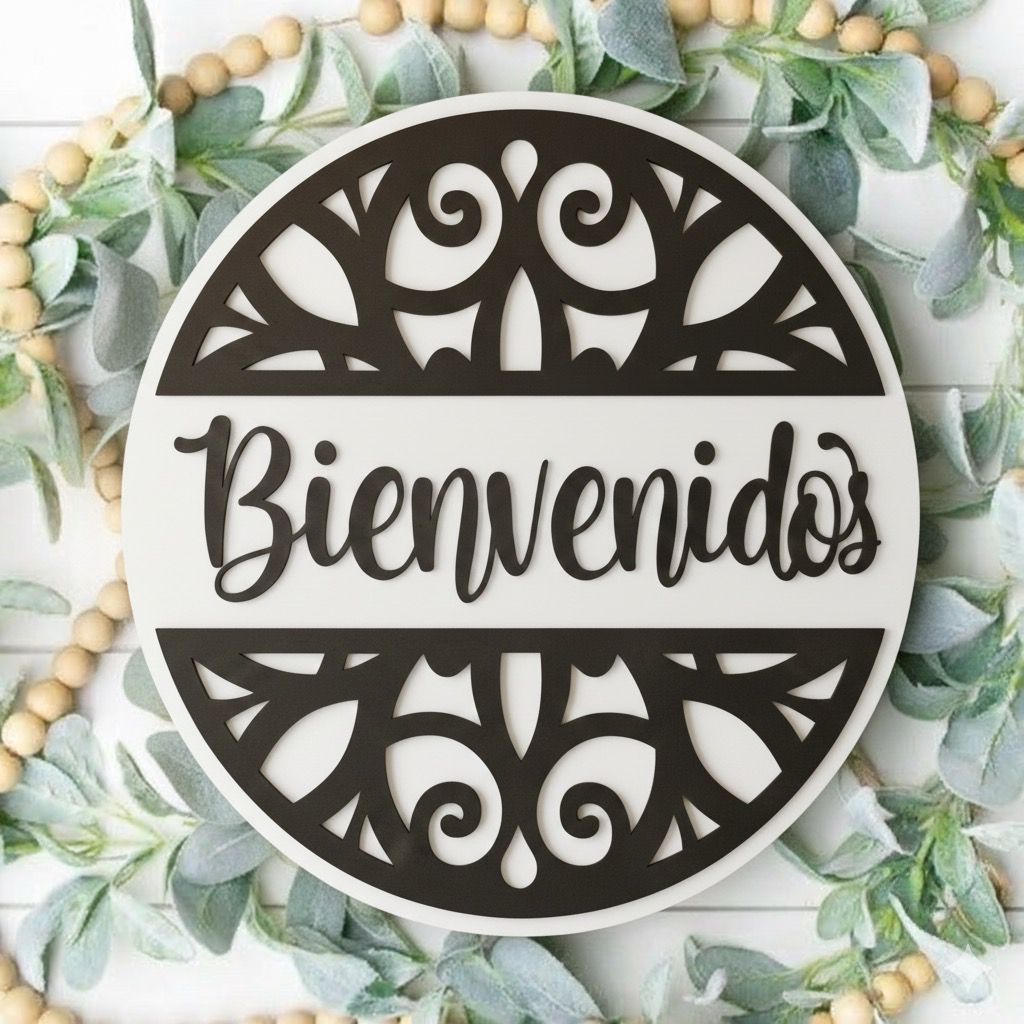 Cuadro Bienvenidos Para Entrada En Negro Mate