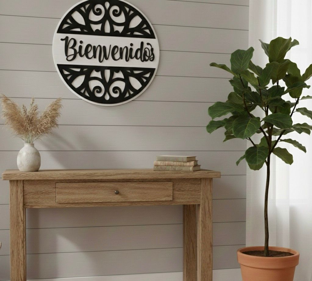 Cuadro Bienvenidos Para Entrada En Negro Mate