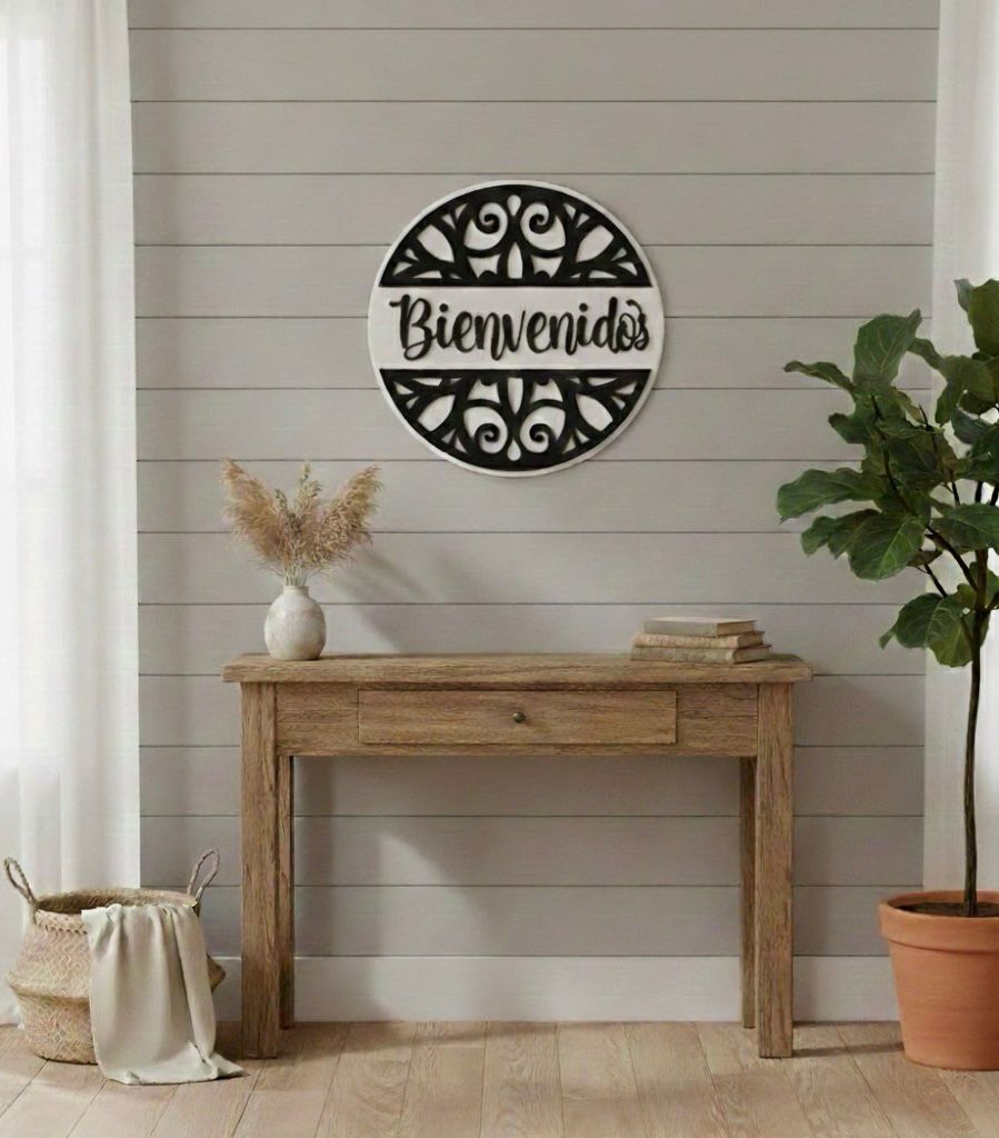 Cuadro Bienvenidos Para Entrada En Negro Mate